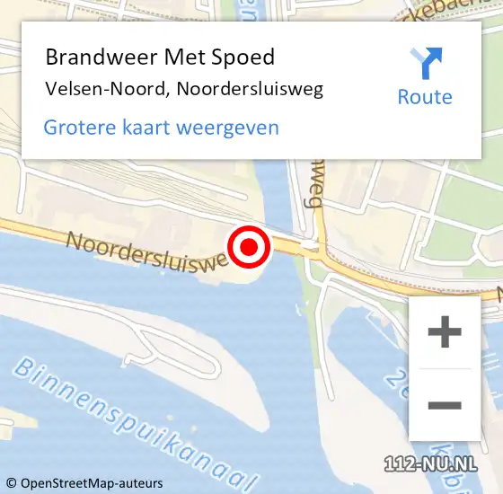 Locatie op kaart van de 112 melding: Brandweer Met Spoed Naar Velsen-Noord, Noordersluisweg op 22 november 2017 02:27