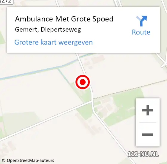 Locatie op kaart van de 112 melding: Ambulance Met Grote Spoed Naar Gemert, Diepertseweg op 22 november 2017 07:11