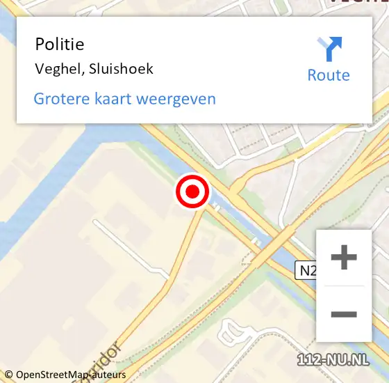 Locatie op kaart van de 112 melding: Politie Veghel, Sluishoek op 22 november 2017 09:01