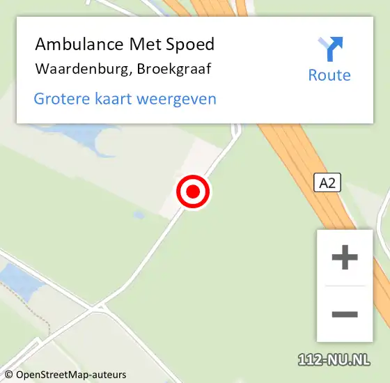 Locatie op kaart van de 112 melding: Ambulance Met Spoed Naar Waardenburg, Broekgraaf op 22 november 2017 11:42