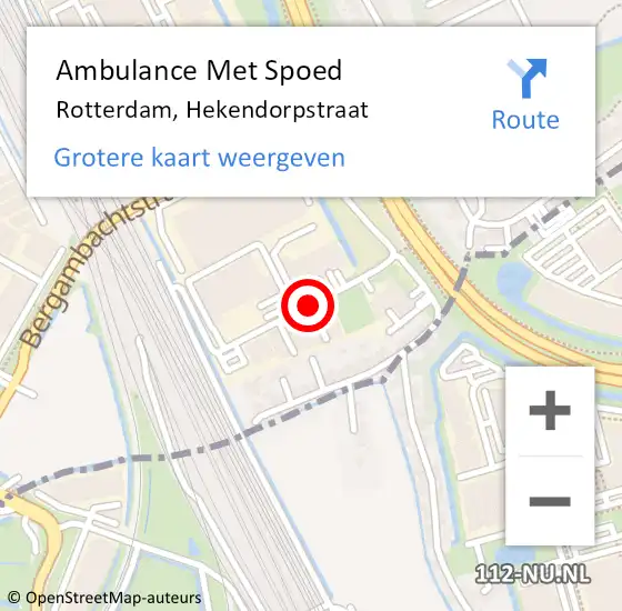 Locatie op kaart van de 112 melding: Ambulance Met Spoed Naar Rotterdam, Hekendorpstraat op 22 november 2017 13:01
