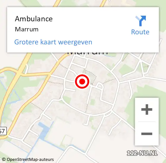 Locatie op kaart van de 112 melding: Ambulance Marrum op 22 november 2017 13:06