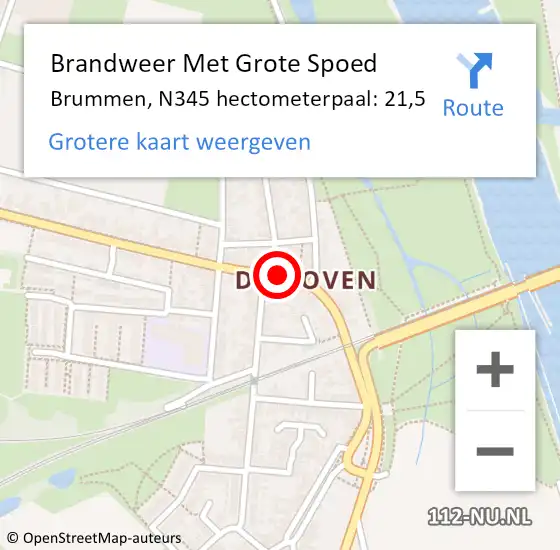 Locatie op kaart van de 112 melding: Brandweer Met Grote Spoed Naar Brummen, N345 hectometerpaal: 21,5 op 22 november 2017 13:54