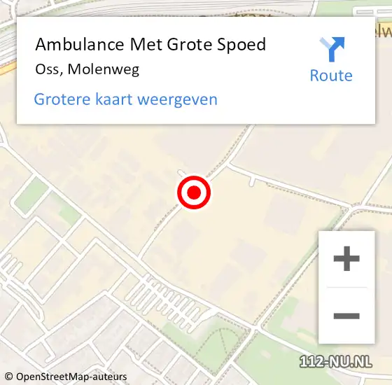 Locatie op kaart van de 112 melding: Ambulance Met Grote Spoed Naar Oss, Molenweg op 22 november 2017 14:30