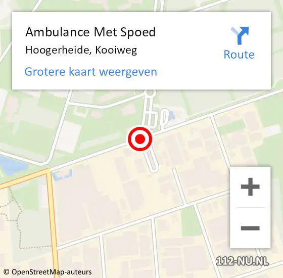 Locatie op kaart van de 112 melding: Ambulance Met Spoed Naar Hoogerheide, Kooiweg op 22 november 2017 14:45