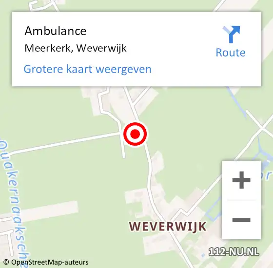 Locatie op kaart van de 112 melding: Ambulance Meerkerk, Weverwijk op 22 november 2017 15:10