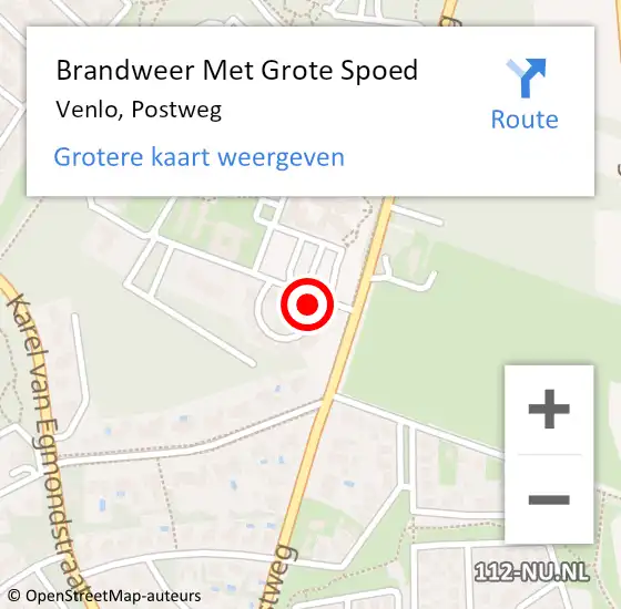 Locatie op kaart van de 112 melding: Brandweer Met Grote Spoed Naar Venlo, Postweg op 22 november 2017 15:42