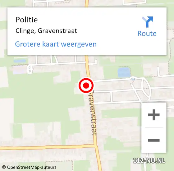 Locatie op kaart van de 112 melding: Politie Clinge, Gravenstraat op 22 november 2017 18:56