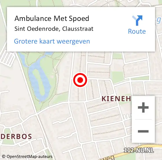 Locatie op kaart van de 112 melding: Ambulance Met Spoed Naar Sint Oedenrode, Clausstraat op 22 november 2017 19:11