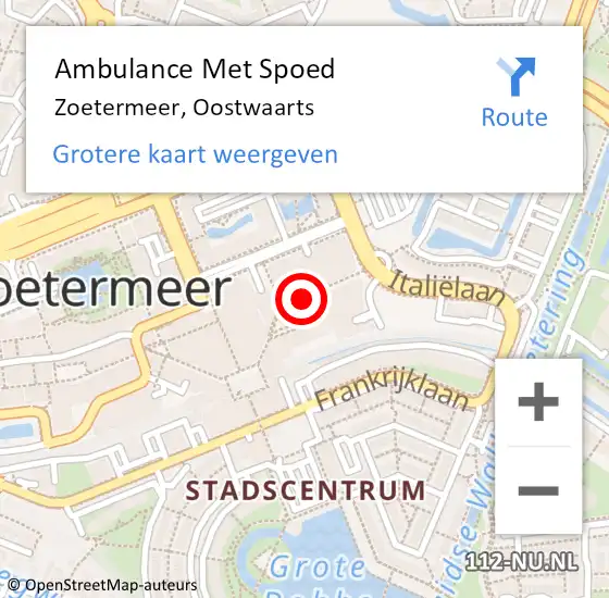 Locatie op kaart van de 112 melding: Ambulance Met Spoed Naar Zoetermeer, Oostwaarts op 22 november 2017 19:26