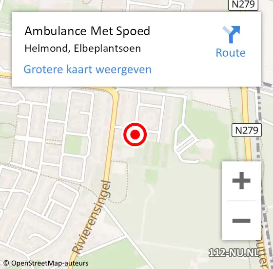 Locatie op kaart van de 112 melding: Ambulance Met Spoed Naar Helmond, Elbeplantsoen op 22 november 2017 21:05