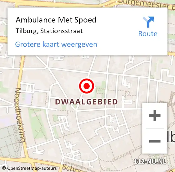 Locatie op kaart van de 112 melding: Ambulance Met Spoed Naar Tilburg, Stationsstraat op 22 november 2017 22:35