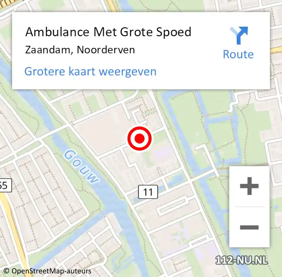 Locatie op kaart van de 112 melding: Ambulance Met Grote Spoed Naar Zaandam, Noorderven op 22 november 2017 22:36