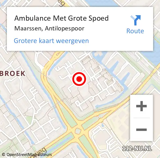 Locatie op kaart van de 112 melding: Ambulance Met Grote Spoed Naar Maarssen, Antilopespoor op 22 november 2017 22:40