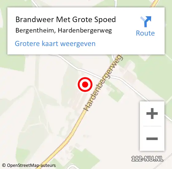 Locatie op kaart van de 112 melding: Brandweer Met Grote Spoed Naar Bergentheim, Hardenbergerweg op 22 november 2017 22:44