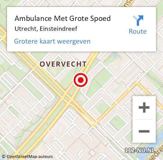 Locatie op kaart van de 112 melding: Ambulance Met Grote Spoed Naar Utrecht, Einsteindreef op 24 november 2017 16:43