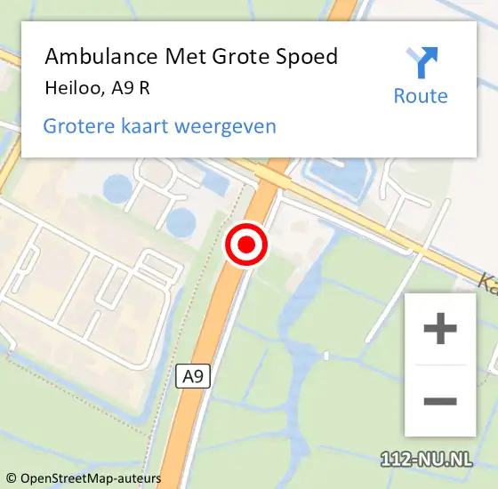 Locatie op kaart van de 112 melding: Ambulance Met Grote Spoed Naar Heiloo, A9 R op 24 november 2017 19:06