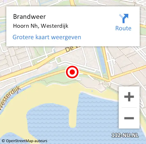 Locatie op kaart van de 112 melding: Brandweer Hoorn Nh, Westerdijk op 24 november 2017 21:51