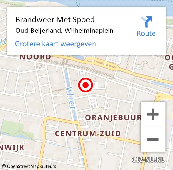 Locatie op kaart van de 112 melding: Brandweer Met Spoed Naar Oud-Beijerland, Wilhelminaplein op 24 november 2017 22:02