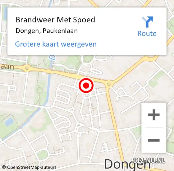 Locatie op kaart van de 112 melding: Brandweer Met Spoed Naar Dongen, Paukenlaan op 24 november 2017 22:06