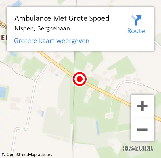 Locatie op kaart van de 112 melding: Ambulance Met Grote Spoed Naar Nispen, Bergsebaan op 24 november 2017 22:34