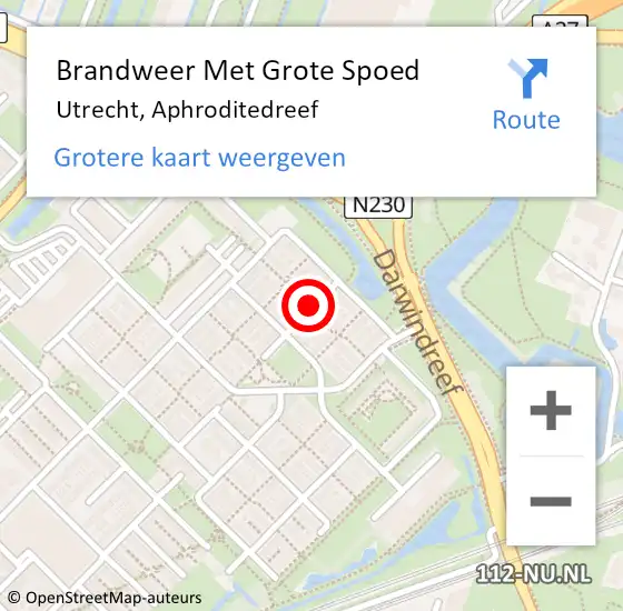 Locatie op kaart van de 112 melding: Brandweer Met Grote Spoed Naar Utrecht, Aphroditedreef op 24 november 2017 23:21