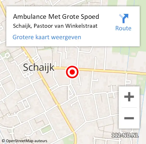 Locatie op kaart van de 112 melding: Ambulance Met Grote Spoed Naar Schaijk, Pastoor van Winkelstraat op 24 november 2017 23:44