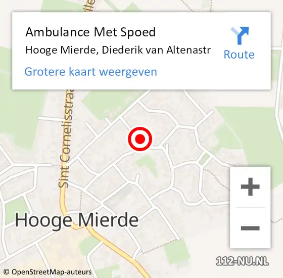 Locatie op kaart van de 112 melding: Ambulance Met Spoed Naar Hooge Mierde, Diederik van Altenastr op 25 november 2017 01:45