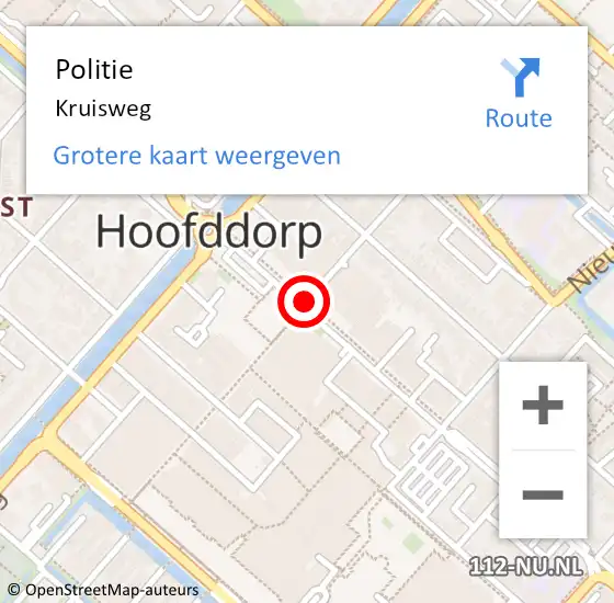 Locatie op kaart van de 112 melding: Politie Kruisweg op 25 november 2017 03:22