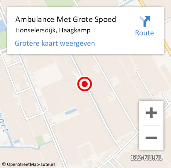 Locatie op kaart van de 112 melding: Ambulance Met Grote Spoed Naar Honselersdijk, Haagkamp op 25 november 2017 05:01