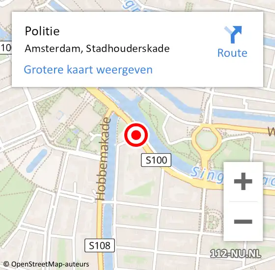 Locatie op kaart van de 112 melding: Politie Amsterdam, Stadhouderskade op 25 november 2017 05:28