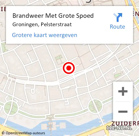Locatie op kaart van de 112 melding: Brandweer Met Grote Spoed Naar Groningen, Pelsterstraat op 25 november 2017 07:00