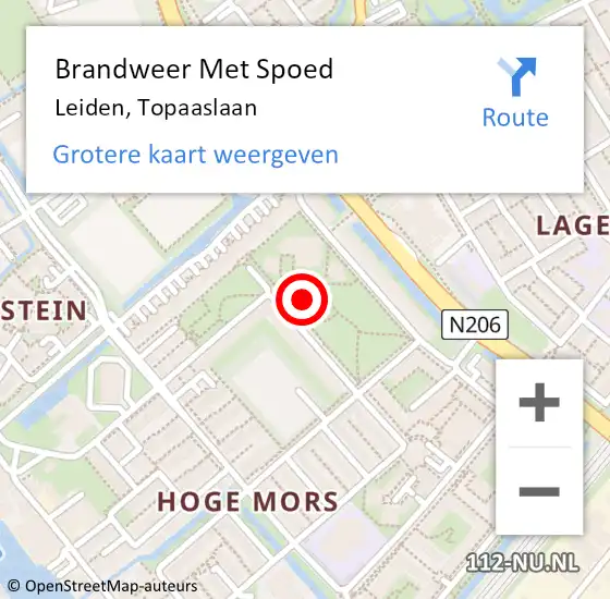 Locatie op kaart van de 112 melding: Brandweer Met Spoed Naar Leiden, Topaaslaan op 25 november 2017 07:03
