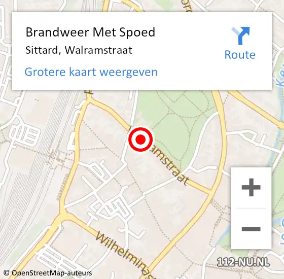 Locatie op kaart van de 112 melding: Brandweer Met Spoed Naar Sittard, Walramstraat op 25 november 2017 07:15