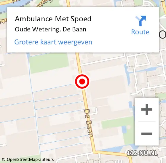 Locatie op kaart van de 112 melding: Ambulance Met Spoed Naar Oude Wetering, De Baan op 25 november 2017 07:32