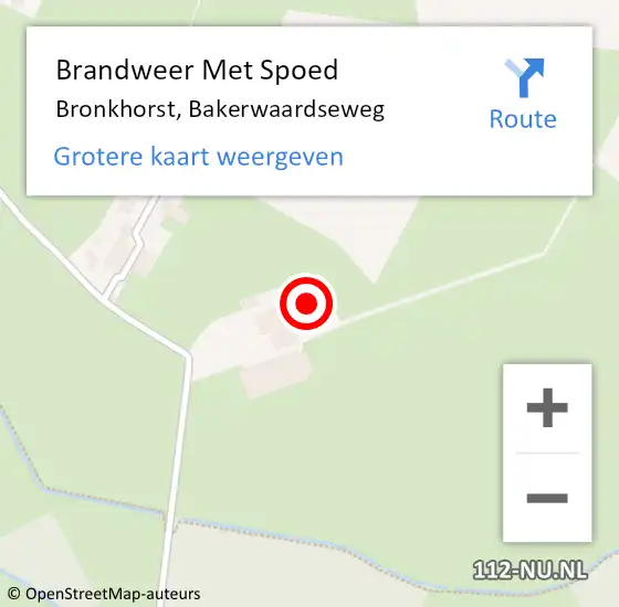 Locatie op kaart van de 112 melding: Brandweer Met Spoed Naar Bronkhorst, Bakerwaardseweg op 25 november 2017 07:56