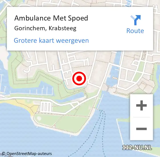 Locatie op kaart van de 112 melding: Ambulance Met Spoed Naar Gorinchem, Krabsteeg op 25 november 2017 08:19