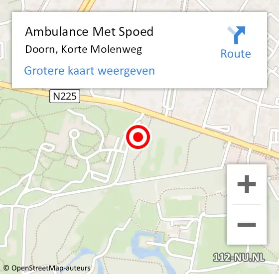Locatie op kaart van de 112 melding: Ambulance Met Spoed Naar Doorn, Korte Molenweg op 25 november 2017 08:20