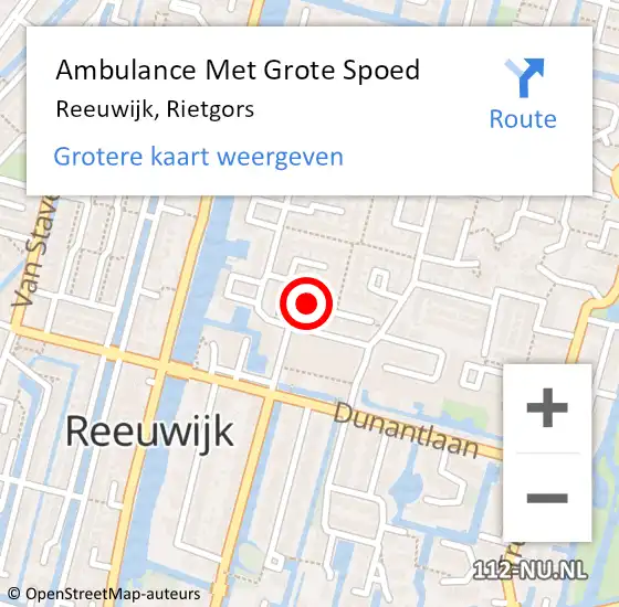 Locatie op kaart van de 112 melding: Ambulance Met Grote Spoed Naar Reeuwijk, Rietgors op 25 november 2017 08:22