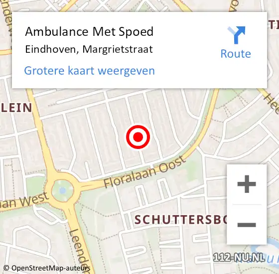 Locatie op kaart van de 112 melding: Ambulance Met Spoed Naar Eindhoven, Margrietstraat op 25 november 2017 08:26