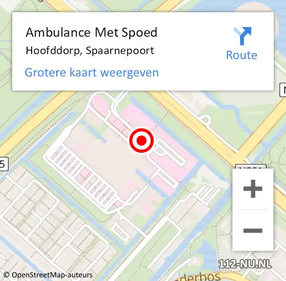 Locatie op kaart van de 112 melding: Ambulance Met Spoed Naar Hoofddorp, Spaarnepoort op 25 november 2017 08:26