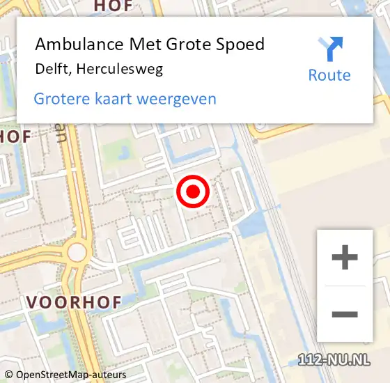 Locatie op kaart van de 112 melding: Ambulance Met Grote Spoed Naar Delft, Herculesweg op 25 november 2017 08:27