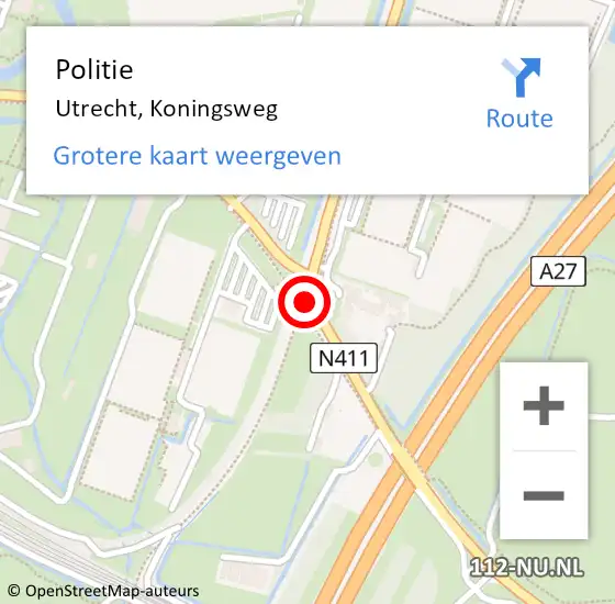 Locatie op kaart van de 112 melding: Politie Utrecht, Koningsweg op 25 november 2017 08:28