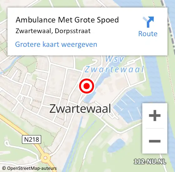 Locatie op kaart van de 112 melding: Ambulance Met Grote Spoed Naar Zwartewaal, Dorpsstraat op 25 november 2017 09:17