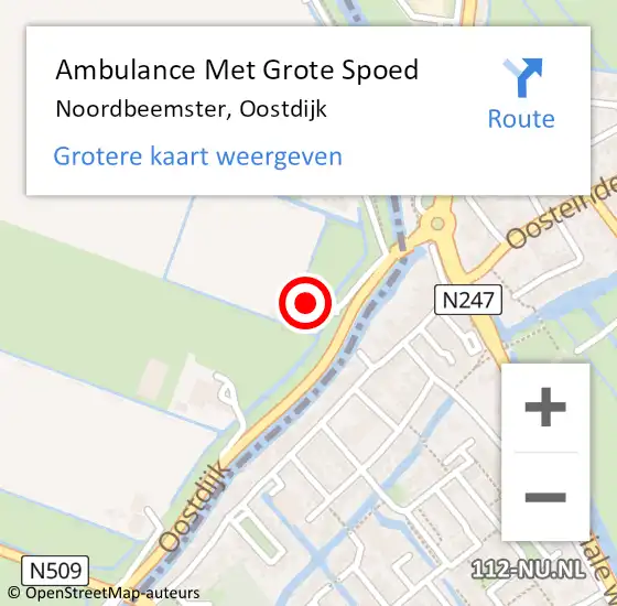 Locatie op kaart van de 112 melding: Ambulance Met Grote Spoed Naar Noordbeemster, Oostdijk op 25 november 2017 09:46