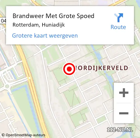 Locatie op kaart van de 112 melding: Brandweer Met Grote Spoed Naar Rotterdam, Huniadijk op 25 november 2017 10:24