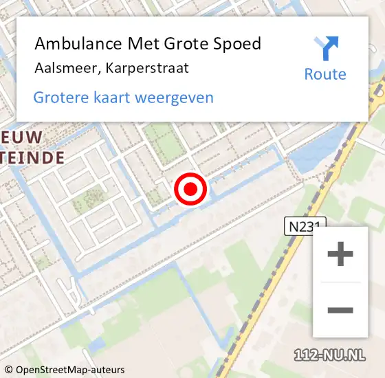 Locatie op kaart van de 112 melding: Ambulance Met Grote Spoed Naar Aalsmeer, Karperstraat op 25 november 2017 12:20