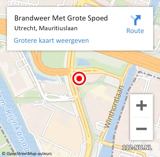Locatie op kaart van de 112 melding: Brandweer Met Grote Spoed Naar Utrecht, Mauritiuslaan op 25 november 2017 14:38