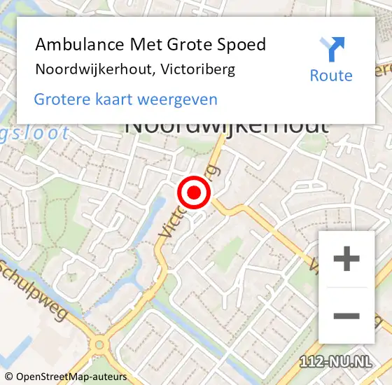 Locatie op kaart van de 112 melding: Ambulance Met Grote Spoed Naar Noordwijkerhout, Victoriberg op 25 november 2017 20:32
