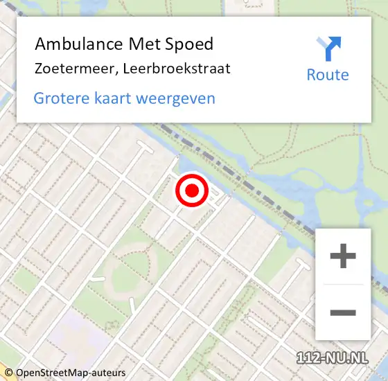 Locatie op kaart van de 112 melding: Ambulance Met Spoed Naar Zoetermeer, Leerbroekstraat op 25 november 2017 22:25